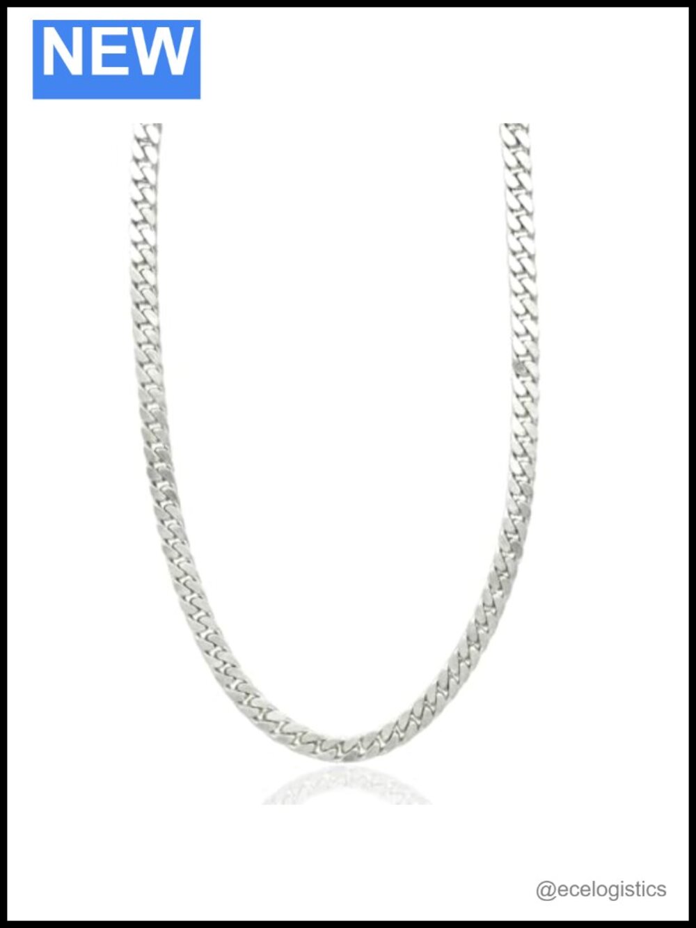 14K White Gold Filled Miami Cuban Link Chain 7mm 22" Unisex